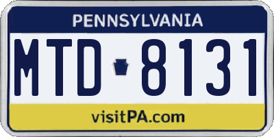 PA license plate MTD8131