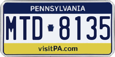 PA license plate MTD8135