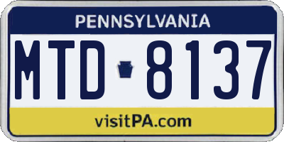 PA license plate MTD8137