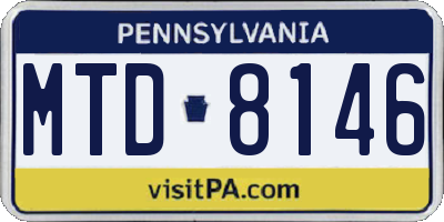 PA license plate MTD8146