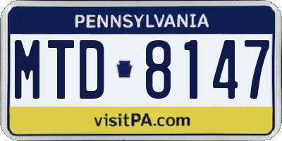 PA license plate MTD8147