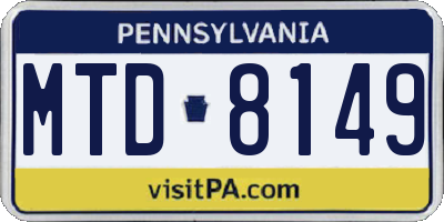 PA license plate MTD8149