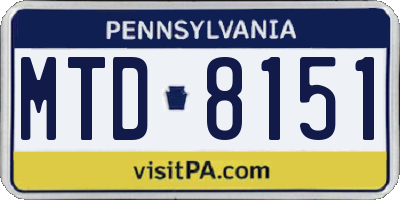 PA license plate MTD8151