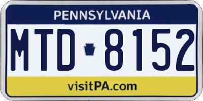 PA license plate MTD8152