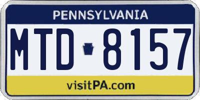 PA license plate MTD8157