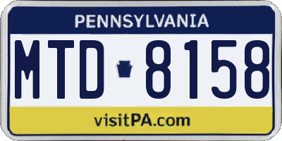 PA license plate MTD8158