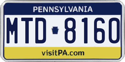 PA license plate MTD8160