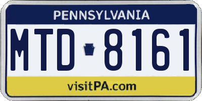 PA license plate MTD8161