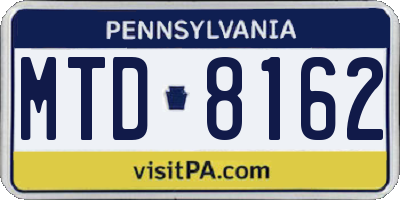 PA license plate MTD8162
