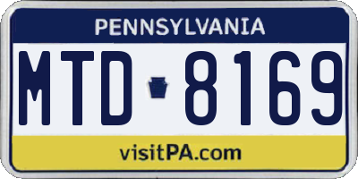 PA license plate MTD8169