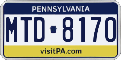PA license plate MTD8170