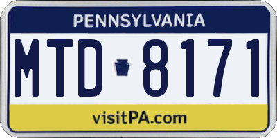 PA license plate MTD8171
