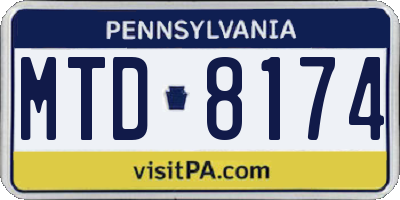 PA license plate MTD8174