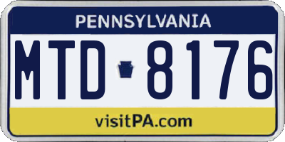 PA license plate MTD8176