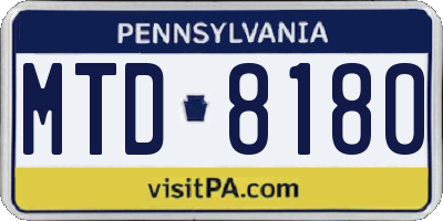 PA license plate MTD8180