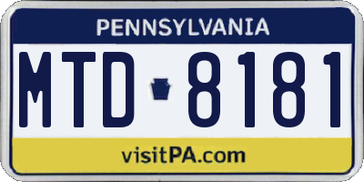 PA license plate MTD8181