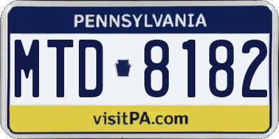 PA license plate MTD8182