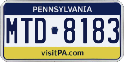 PA license plate MTD8183