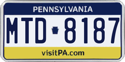 PA license plate MTD8187