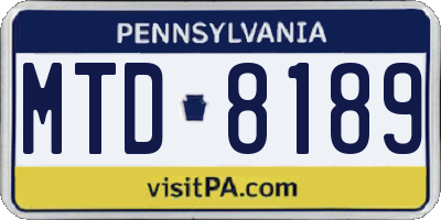 PA license plate MTD8189
