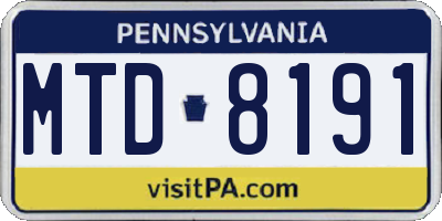 PA license plate MTD8191