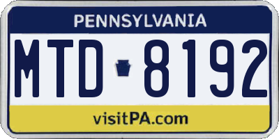 PA license plate MTD8192