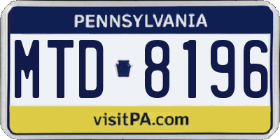 PA license plate MTD8196