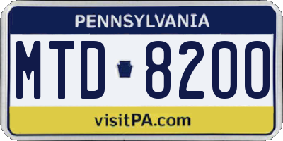PA license plate MTD8200
