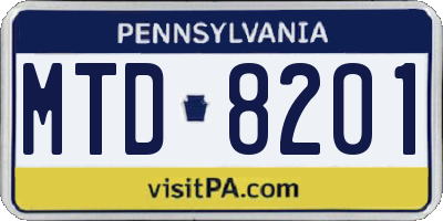 PA license plate MTD8201