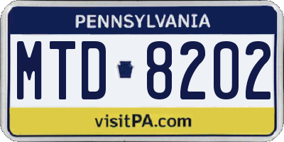 PA license plate MTD8202