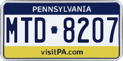 PA license plate MTD8207