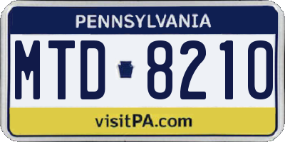 PA license plate MTD8210
