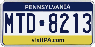 PA license plate MTD8213