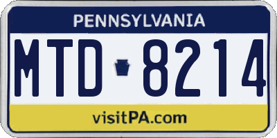 PA license plate MTD8214