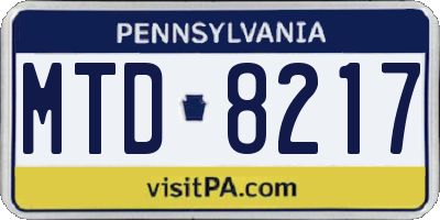 PA license plate MTD8217