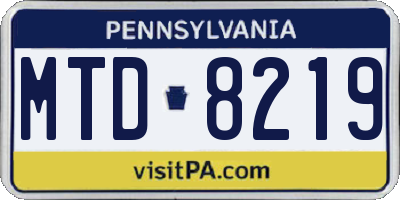 PA license plate MTD8219