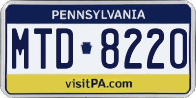 PA license plate MTD8220