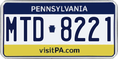 PA license plate MTD8221