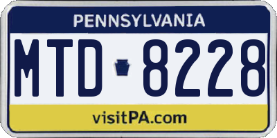 PA license plate MTD8228