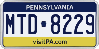 PA license plate MTD8229