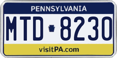 PA license plate MTD8230