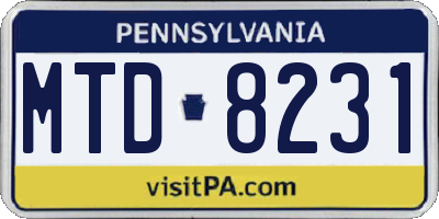 PA license plate MTD8231