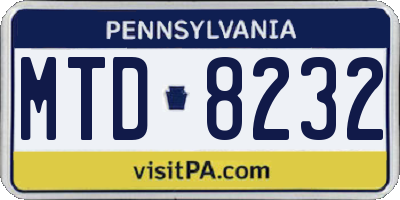 PA license plate MTD8232
