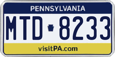 PA license plate MTD8233