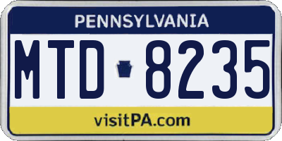 PA license plate MTD8235