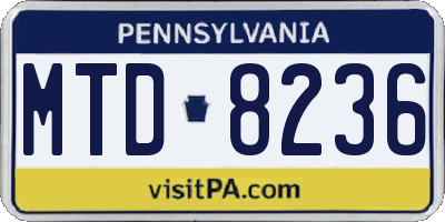 PA license plate MTD8236