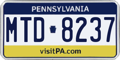 PA license plate MTD8237