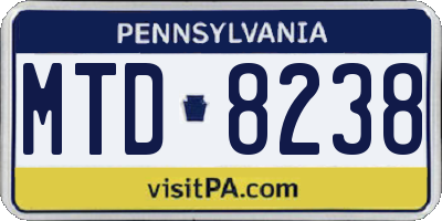 PA license plate MTD8238