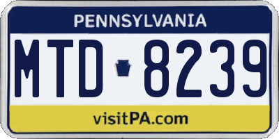 PA license plate MTD8239