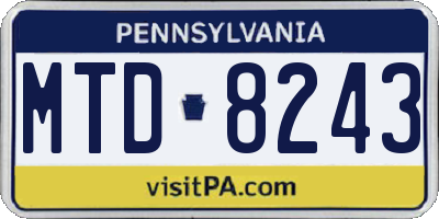 PA license plate MTD8243